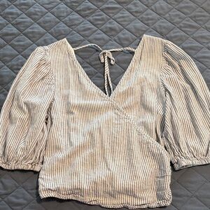 Abercrombie & Fitch Blue and White Striped Blouse